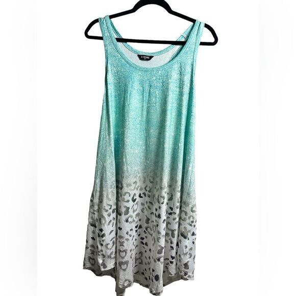 NWOT Women’s Plus Size Racer Back Green Leopard Print Lounge Dress - 3XL - Picture 3 of 4